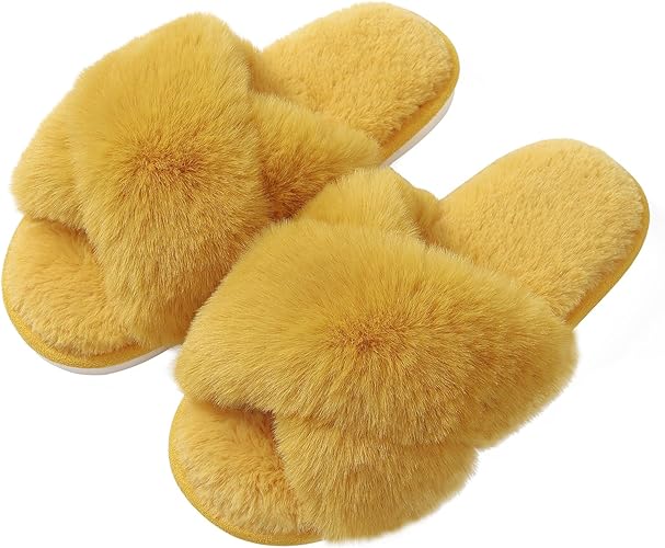 Women's Fuzzy Slippers, House Slippers, Open Toe Slippers Women's Fuzzy Slippers, House Slippers, Open Toe Slippers